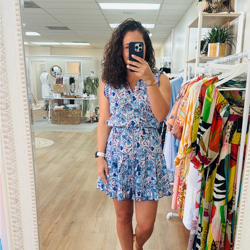 Blue Resort Print Dress